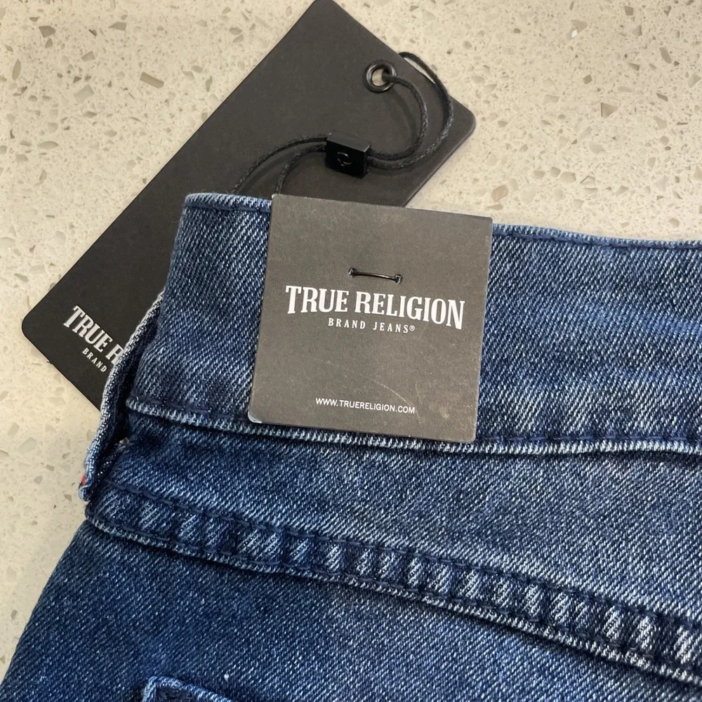 NWT True Religion‎ Jeans Ricky Mens Size 32x34 No Flap SN Relaxed Straight Blue